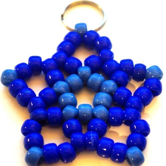 Handmade Blue Stretchy Kandi Star Keychain - Picture 1 of 5